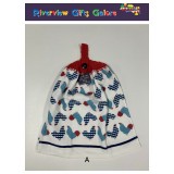 Crochet Top Hand Towel / Tea Towel - Blue Roosters Crochet Top Hand Towel / Tea Towel - Blue Roosters